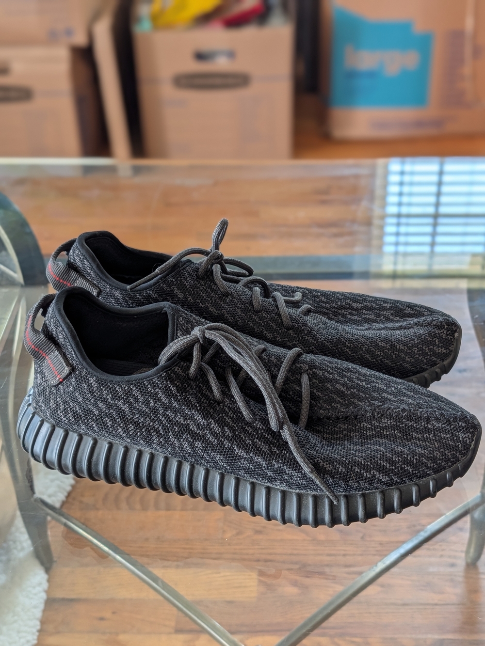 Adidas Yeezy-Style Mens Black Knit Sneakers